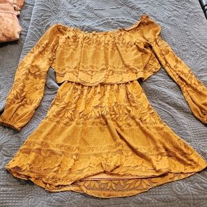 Show Me Your MuMu Golden Lace Dress